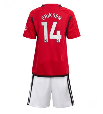Lacne Dětský Futbalové dres Manchester United Christian Eriksen #14 2023-24 Krátky Rukáv - Domáci (+ trenírky)